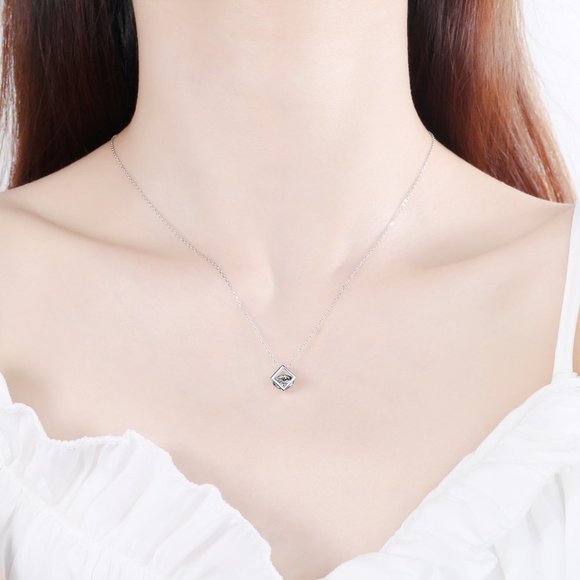 Certified 1ct. t.w. Moissanite Diamond Cube Necklace NEW - Picture 4 of 7